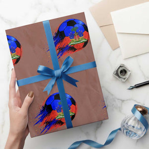 Haitian Flag Soccer Ball Splatter Graphic Wrapping Paper Roll Haiti Football Sports Fan TS02 Mocha Print Your Wear