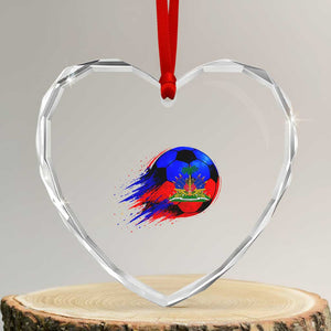 Haitian Flag Soccer Ball Splatter Graphic Heart Crystal Glass Ornament Haiti Football Sports Fan TS02 Transparent Glass 3'' Heart Print Your Wear