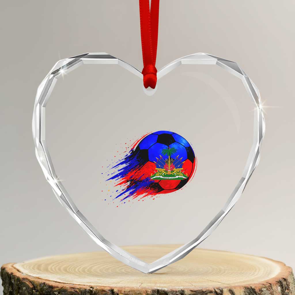 Haitian Flag Soccer Ball Splatter Graphic Heart Crystal Glass Ornament Haiti Football Sports Fan TS02 Transparent Glass 3'' Heart Print Your Wear