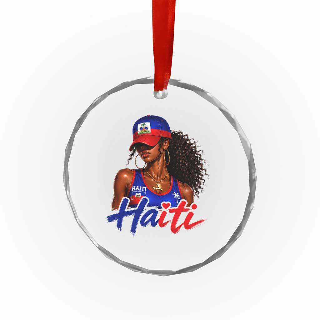 Haitian Girl Crystal Glass Ornament Melanin Black Girls Haiti Flag Proud Haitienne TS10 Print Your Wear