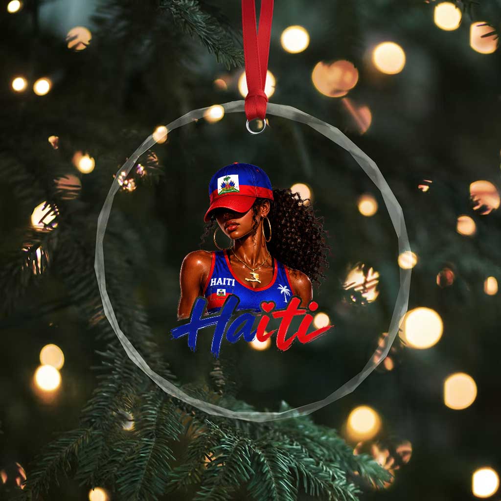 Haitian Girl Crystal Glass Ornament Melanin Black Girls Haiti Flag Proud Haitienne TS10 Print Your Wear