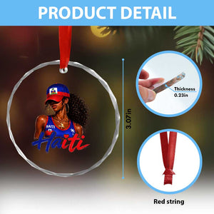 Haitian Girl Crystal Glass Ornament Melanin Black Girls Haiti Flag Proud Haitienne TS10 Print Your Wear