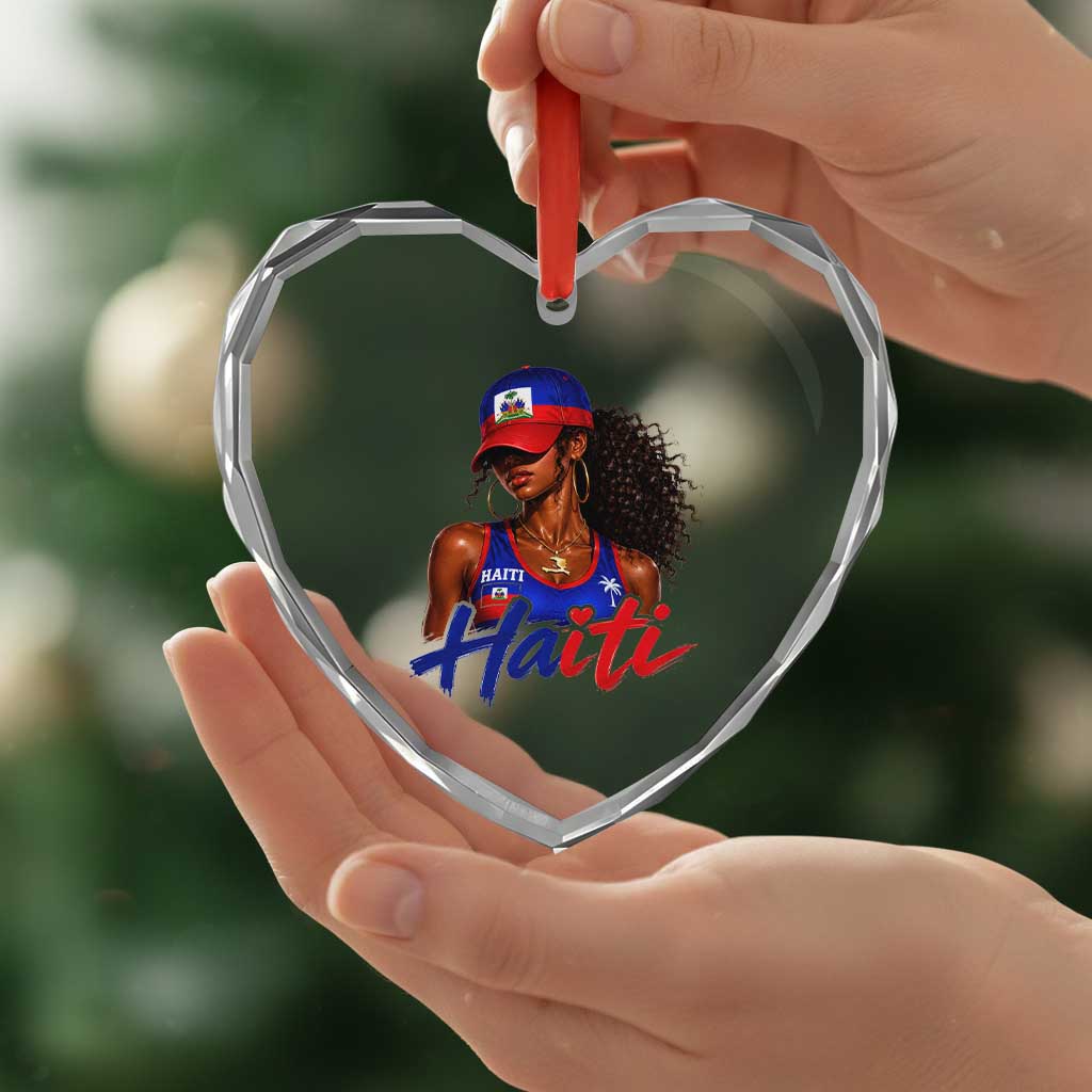 Haitian Girl Heart Crystal Glass Ornament Melanin Black Girls Haiti Flag Proud Haitienne TS10 Print Your Wear