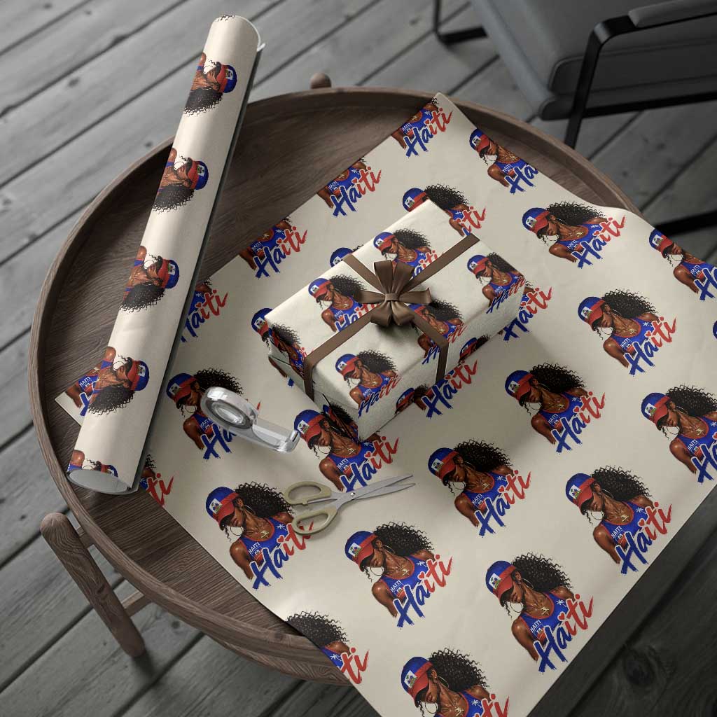 Haitian Girl Wrapping Paper Roll Melanin Black Girls Haiti Flag Proud Haitienne TS10 Beige Print Your Wear