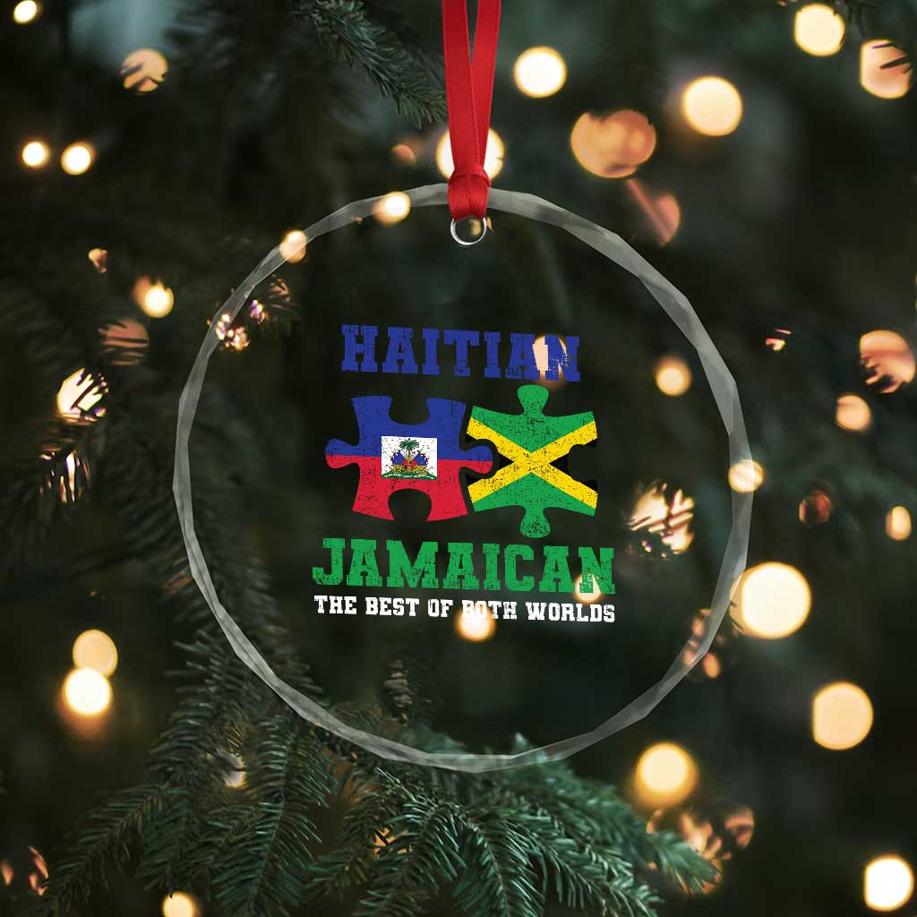 Haitian Jamaican Roots Crystal Glass Ornament Haiti Jamaica Combo Puzzle TS10 Print Your Wear