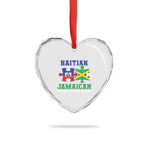 Haitian Jamaican Roots Heart Crystal Glass Ornament Haiti Jamaica Combo Puzzle TS10 Print Your Wear