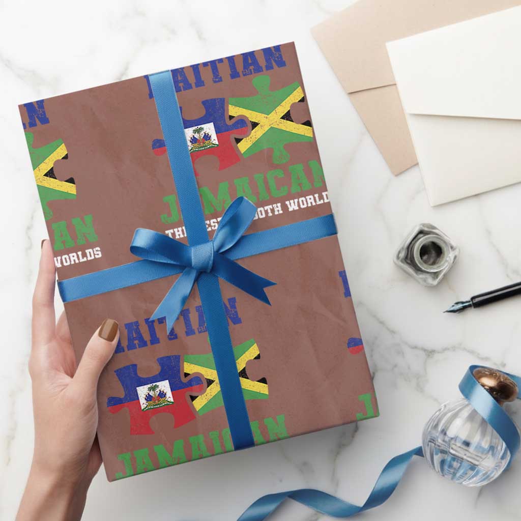 Haitian Jamaican Roots Wrapping Paper Roll Haiti Jamaica Combo Puzzle TS10 Mocha Print Your Wear