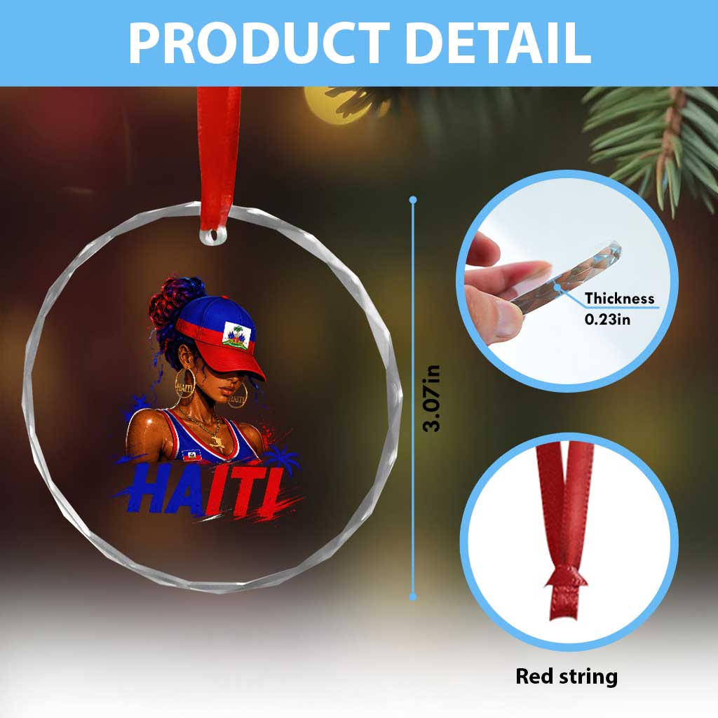 Haitian Princess Crystal Glass Ornament Haiti Flag Haitienne Melanin Black Girls TS10 Print Your Wear