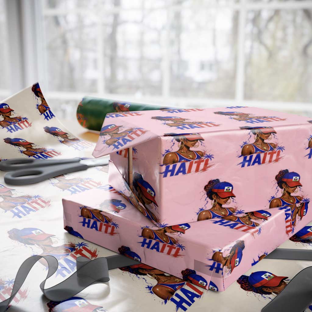 Haitian Princess Wrapping Paper Roll Haiti Flag Haitienne Melanin Black Girls TS10 Light Pink Print Your Wear