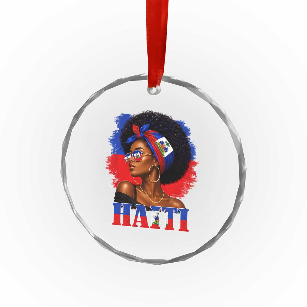 Haitian Queen Afro Melanin Graphic Crystal Glass Ornament Haiti Flag Heritage Pride TS02 Print Your Wear
