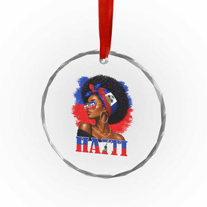 Haitian Queen Afro Melanin Graphic Crystal Glass Ornament Haiti Flag Heritage Pride TS02 Print Your Wear