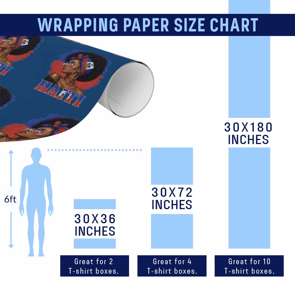 Haitian Queen Afro Melanin Graphic Wrapping Paper Roll Haiti Flag Heritage Pride TS02 Print Your Wear