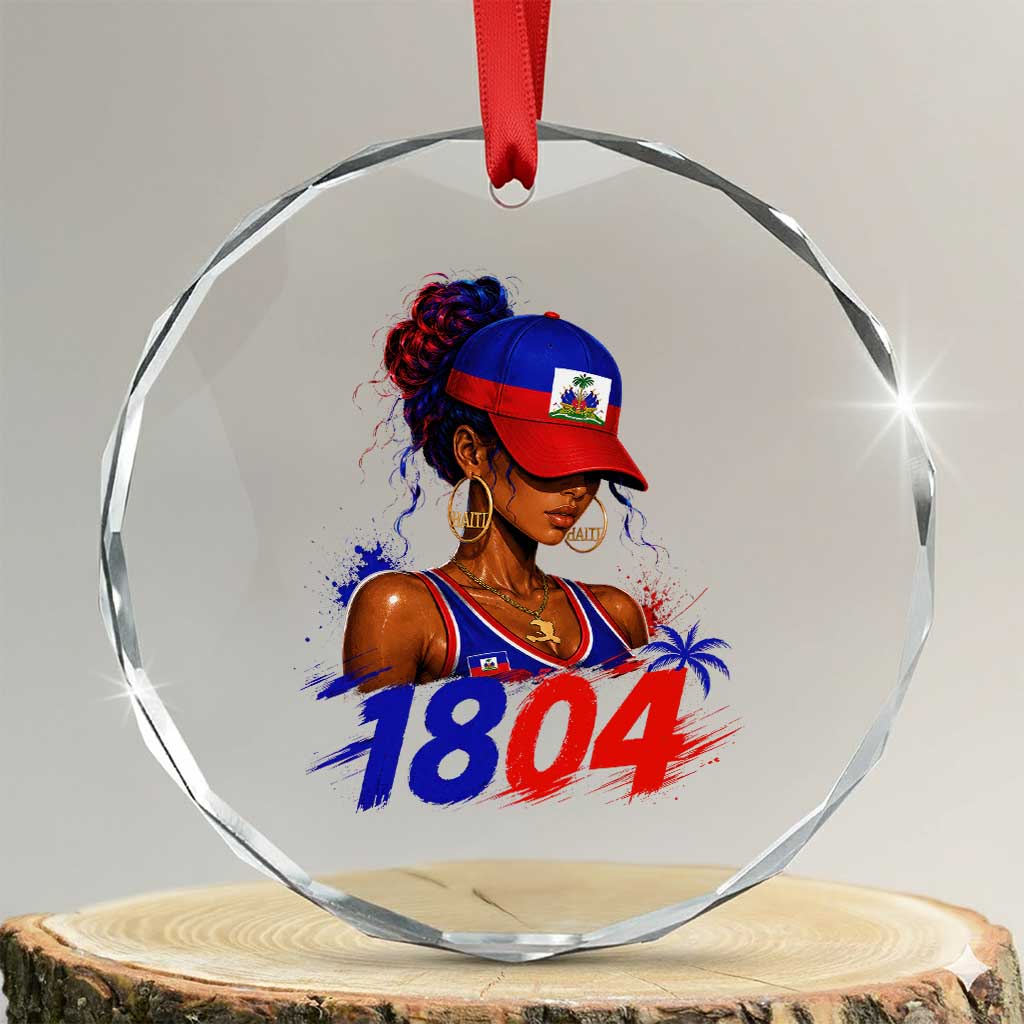 Haitian Revolution 1804 Crystal Glass Ornament Haiti Flag Independence Day Haitian Girl Graphic TS10 Transparent Glass 3'' Circle Print Your Wear