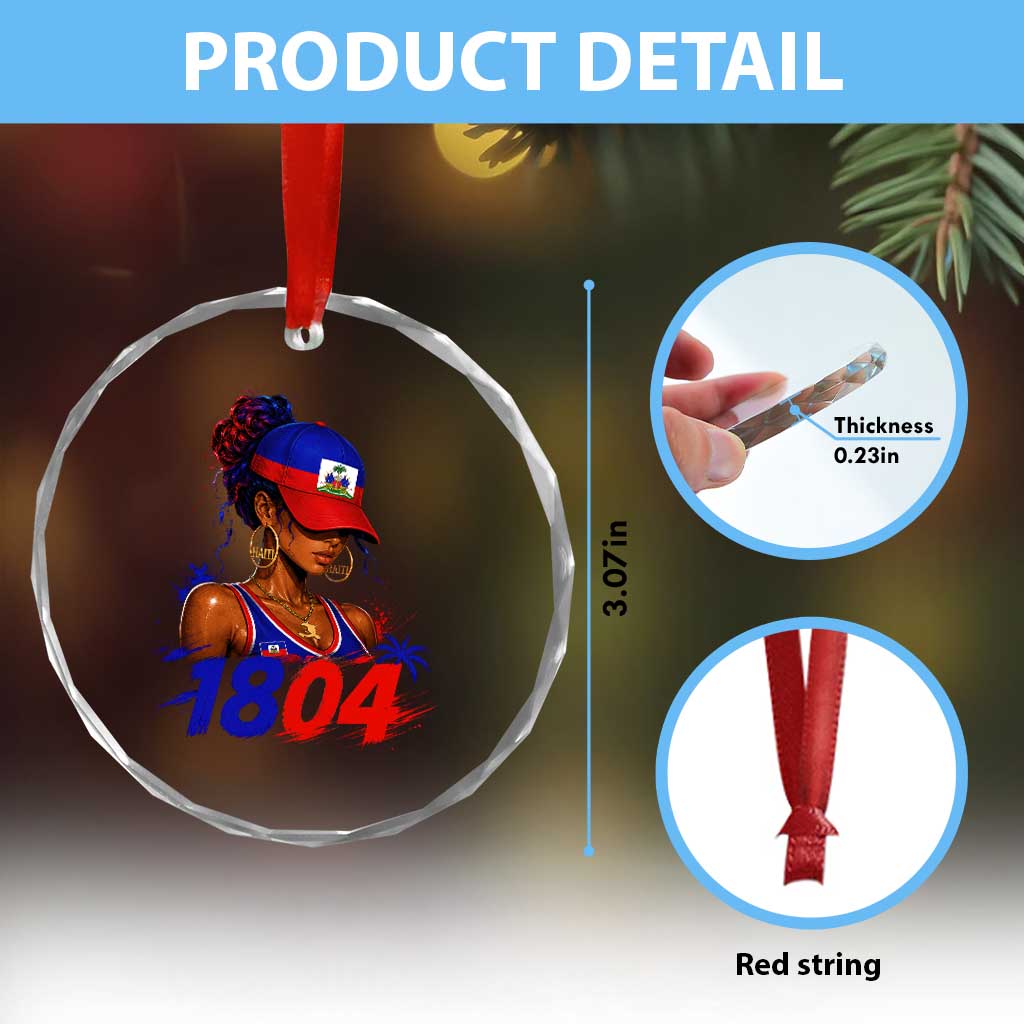 Haitian Revolution 1804 Crystal Glass Ornament Haiti Flag Independence Day Haitian Girl Graphic TS10 Print Your Wear
