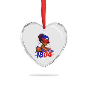 Haitian Revolution 1804 Heart Crystal Glass Ornament Haiti Flag Independence Day Haitian Girl Graphic TS10 Print Your Wear