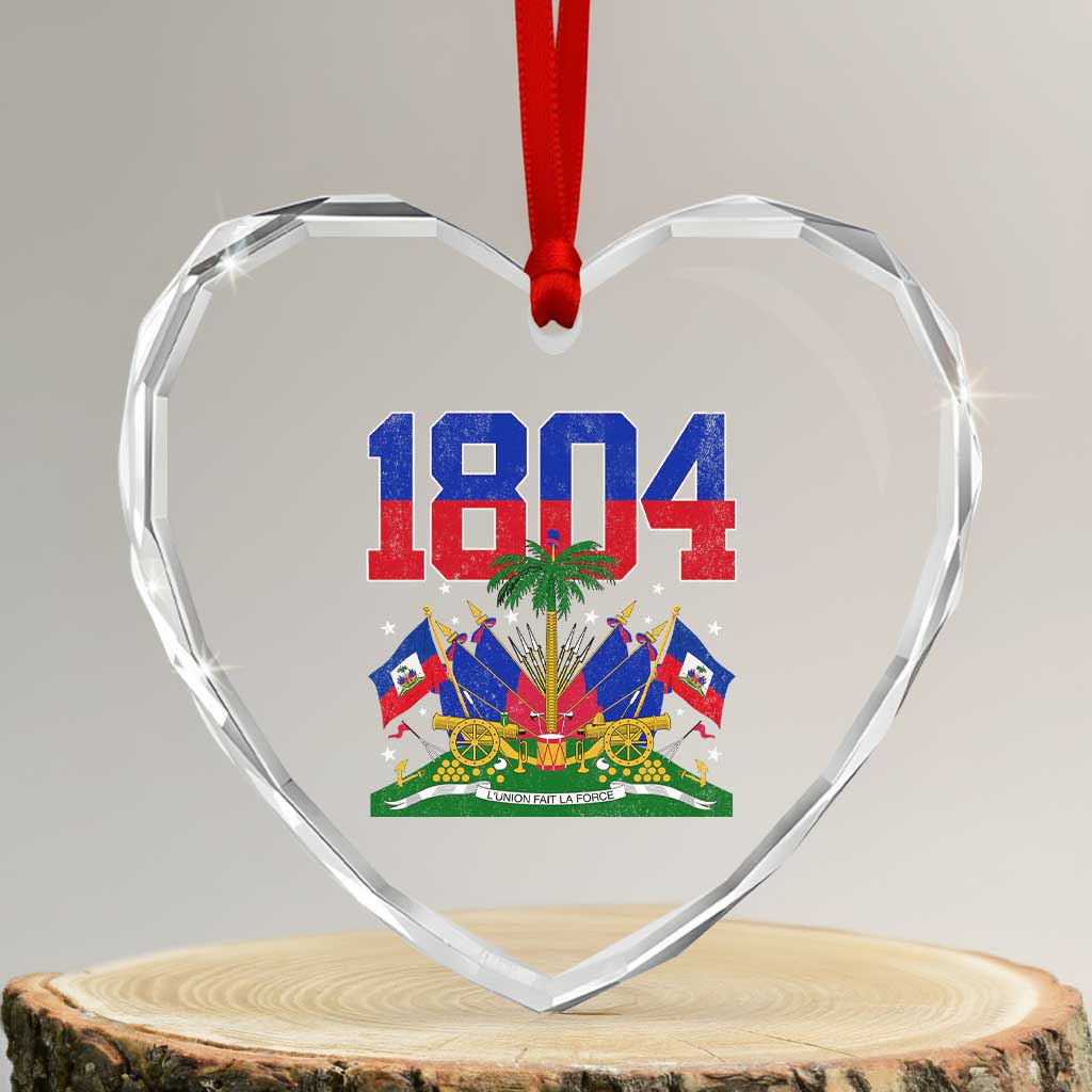 Haitian Revolution 1804 Heart Crystal Glass Ornament Haiti Flag Independence Day Haitian Graphic TS10 Transparent Glass 3'' Heart Print Your Wear