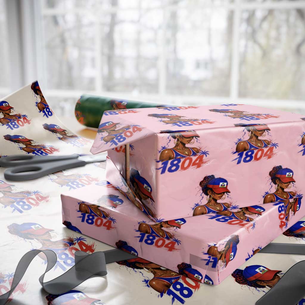 Haitian Revolution 1804 Wrapping Paper Roll Haiti Flag Independence Day Haitian Girl Graphic TS10 Light Pink Print Your Wear