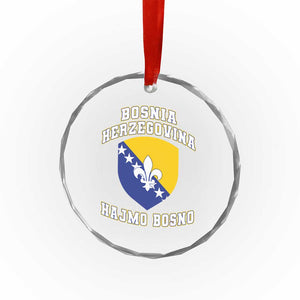 Hajmo Bosno Lets Go Bosnia Herzegovina Flag Crystal Glass Ornament Golden Lily Soccer Football Fan Athletic Graphic