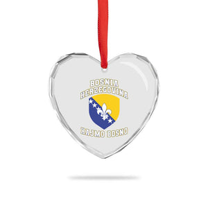 Hajmo Bosno Lets Go Bosnia Herzegovina Flag Heart Crystal Glass Ornament Golden Lily Soccer Football Fan Athletic Graphic