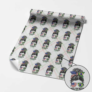 Half American And Brazilian America Brazil Brasil Flag Girl Wrapping Paper Roll Yes I'm Both of Them