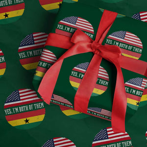 Half American Half Ghanaian Wrapping Paper Roll Pride Ghanese Roots USA Flag Ghana Heritage Yes Im Both Of Them