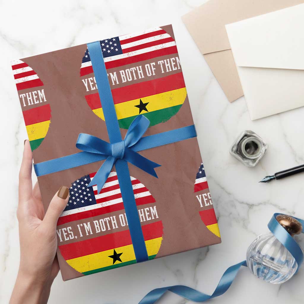 Half American Half Ghanaian Wrapping Paper Roll Pride Ghanese Roots USA Flag Ghana Heritage Yes Im Both Of Them