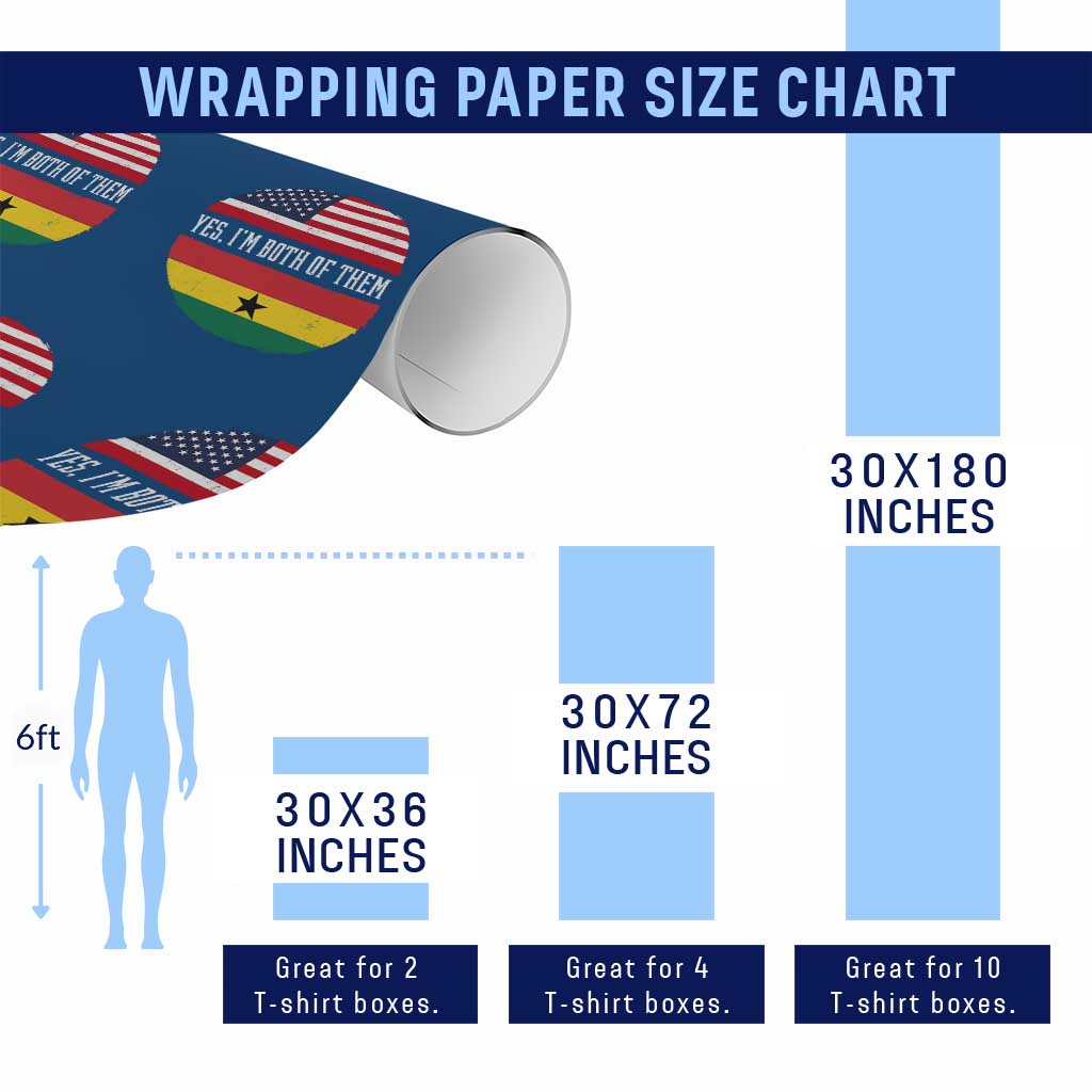 Half American Half Ghanaian Wrapping Paper Roll Pride Ghanese Roots USA Flag Ghana Heritage Yes Im Both Of Them