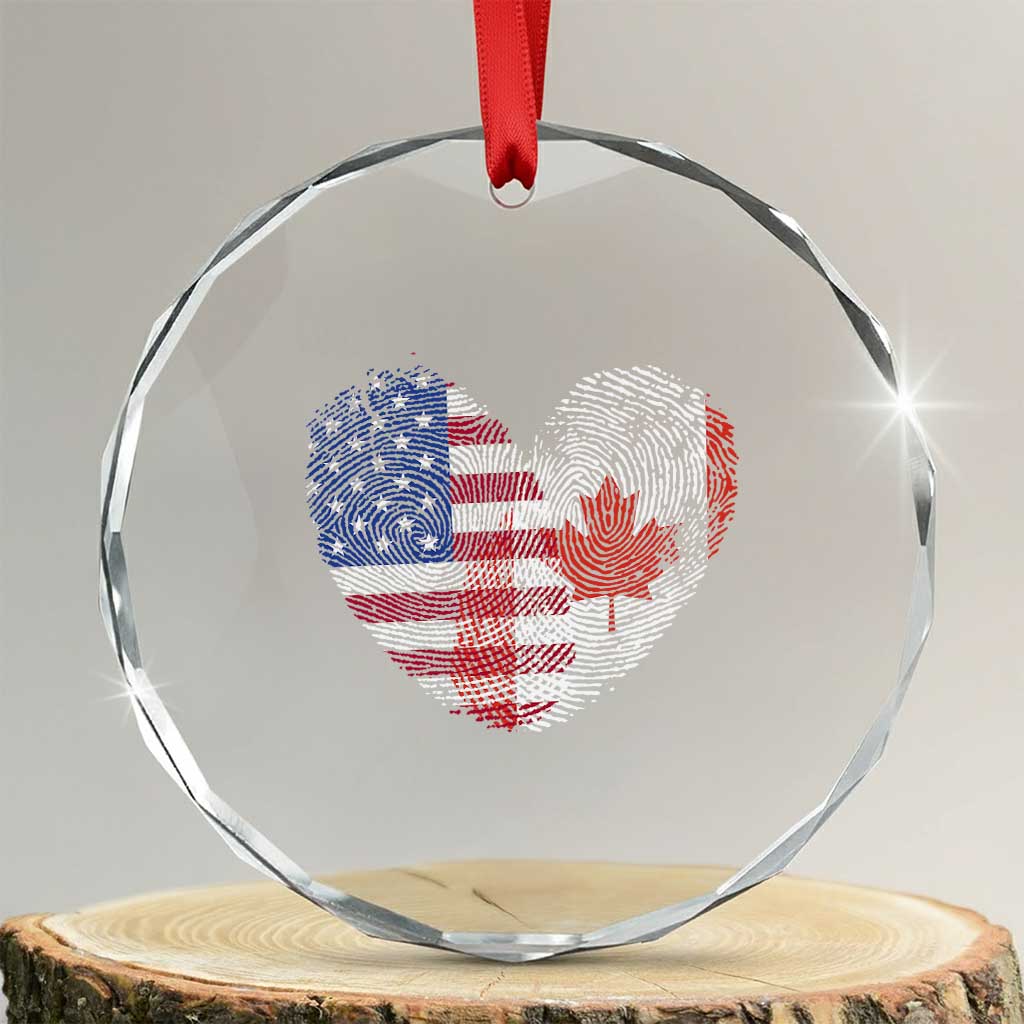 Half Canadian Half American USA Flag Canada America Crystal Glass Ornament TS14 Transparent Glass 3'' Circle Print Your Wear