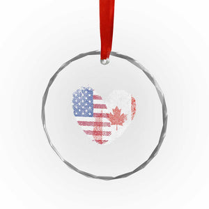 Half Canadian Half American USA Flag Canada America Crystal Glass Ornament
