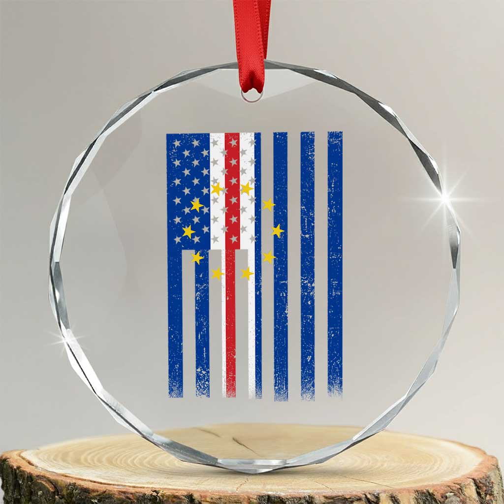 Half Cape Verdean Half American Crystal Glass Ornament Cabo Verdean Roots Vintage Cape Verde Flag TS11 Transparent Glass 3'' Circle Print Your Wear