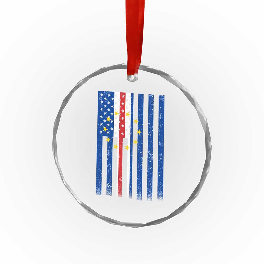 Half Cape Verdean Half American Crystal Glass Ornament Cabo Verdean Roots Vintage Cape Verde Flag