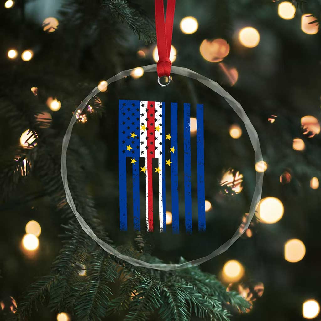 Half Cape Verdean Half American Crystal Glass Ornament Cabo Verdean Roots Vintage Cape Verde Flag