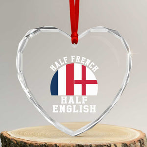 Half French Half English Split Flag Graphic Heart Crystal Glass Ornament Patriotic Anglo England France Dual Heritage DNA Ancestry TS02 Transparent Glass 3'' Heart Print Your Wear