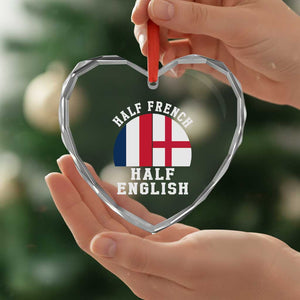 Half French Half English Split Flag Graphic Heart Crystal Glass Ornament Patriotic Anglo England France Dual Heritage DNA Ancestry TS02 Print Your Wear