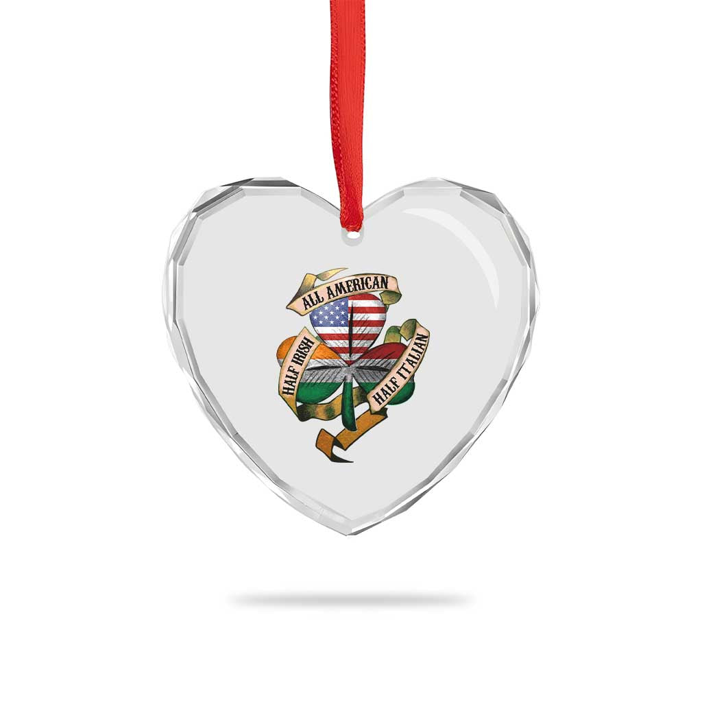 Half Irish Half Italian All American Heart Crystal Glass Ornament Vintage Flag Shamrock Heritage TS11 Print Your Wear