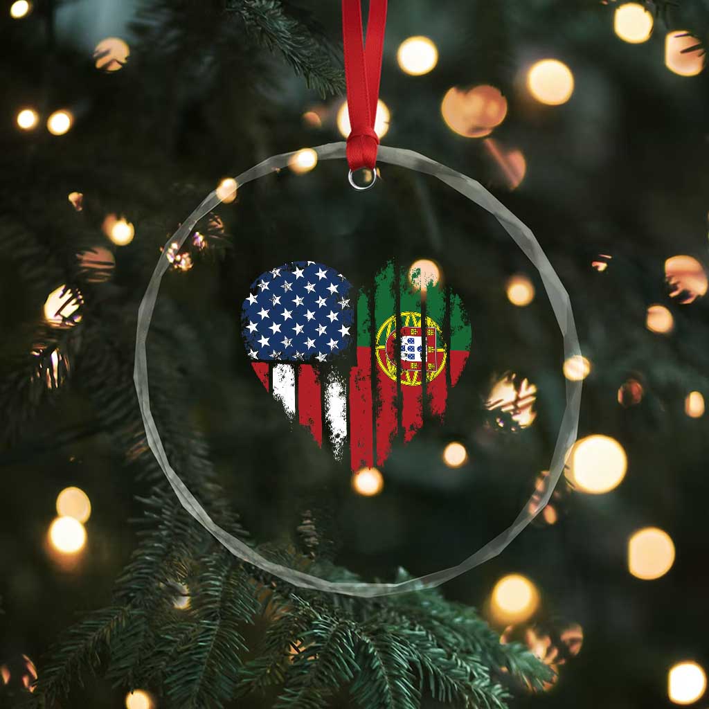Half Portuguese American Flag Crystal Glass Ornament Portugal Roots USA Flag Immigrant Gifts TS10 Print Your Wear