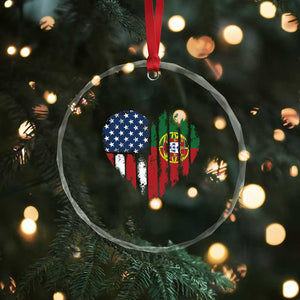 Half Portuguese American Flag Crystal Glass Ornament Portugal Roots USA Flag Immigrant Gifts TS10 Print Your Wear