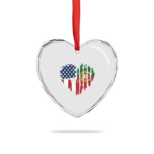 Half Portuguese American Flag Heart Crystal Glass Ornament Portugal Roots USA Flag Immigrant Gifts TS10 Print Your Wear