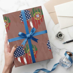 Half Portuguese American Flag Wrapping Paper Roll Portugal Roots USA Flag Immigrant Gifts TS10 Mocha Print Your Wear