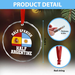 Half Spanish Half Argentine Flag Graphic Crystal Glass Ornament Proud Spain Argentina Dual Heritage Pride
