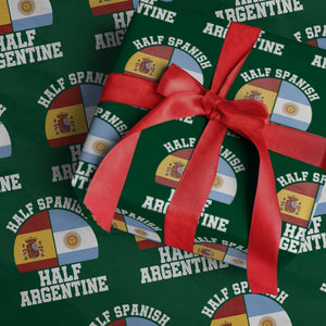 Half Spanish Half Argentine Flag Graphic Wrapping Paper Roll Proud Spain Argentina Dual Heritage Pride