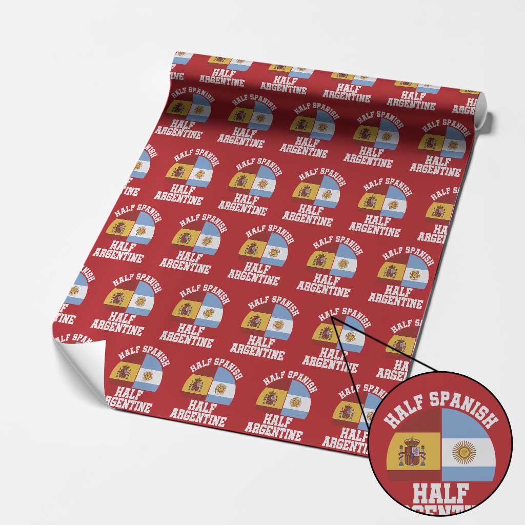 Half Spanish Half Argentine Flag Graphic Wrapping Paper Roll Proud Spain Argentina Dual Heritage Pride