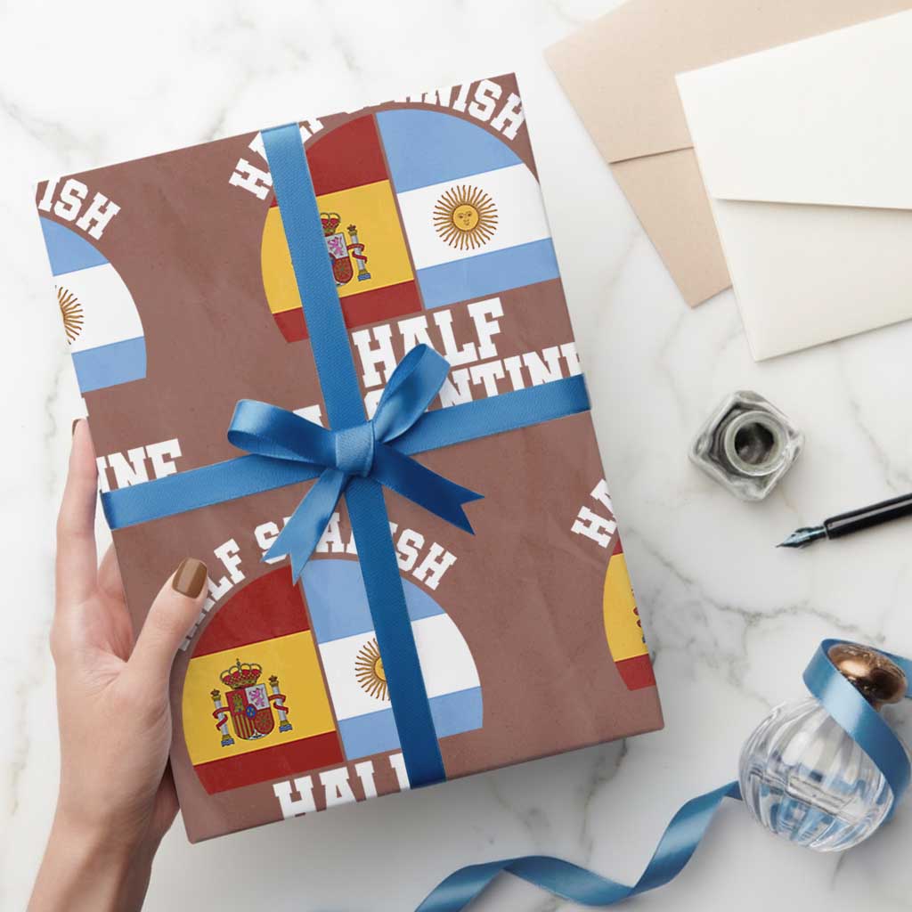 Half Spanish Half Argentine Flag Graphic Wrapping Paper Roll Proud Spain Argentina Dual Heritage Pride