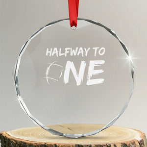 HalfWay To One Crystal Glass Ornament Baby Boy 1/2 Birthday Outfits Football TS10 Transparent Glass 3'' Circle Print Your Wear
