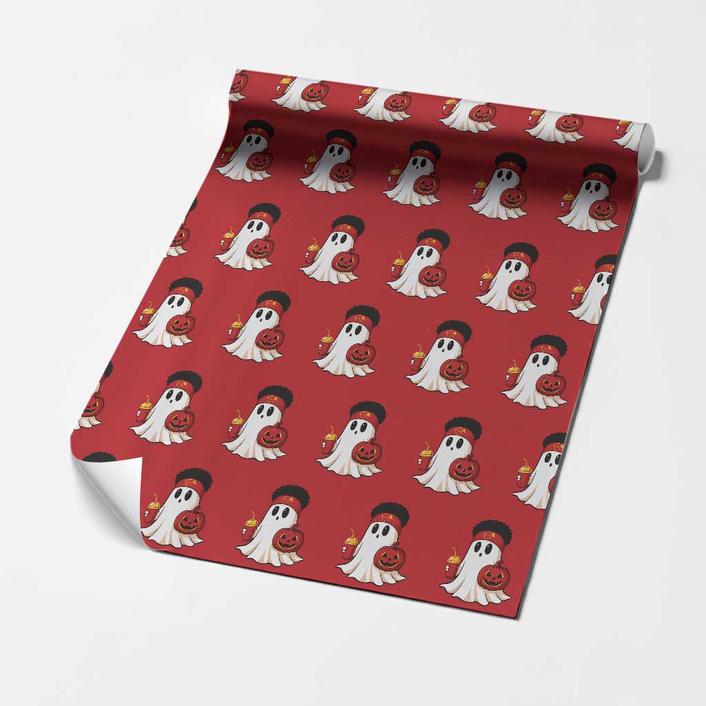 Halloween KC Ghost Wrapping Paper Roll Pumpkin Ghost Costume Football TS10 Red Print Your Wear