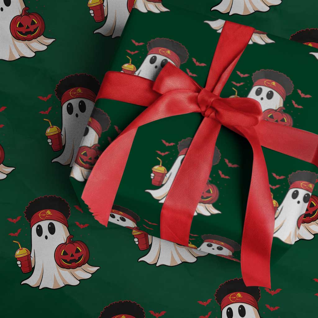 Halloween KC Ghost Wrapping Paper Roll Pumpkin Ghost Costume Football TS10 Green Print Your Wear