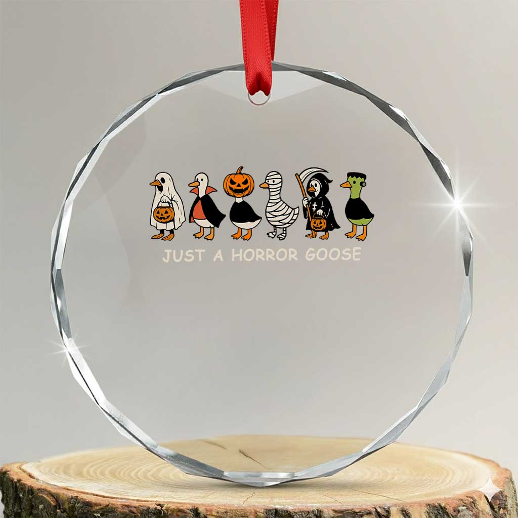 Halloween Funny Goose Crystal Glass Ornament Spooky Season 90s Horror Movie TS10 Transparent Glass 3'' Circle Print Your Wear