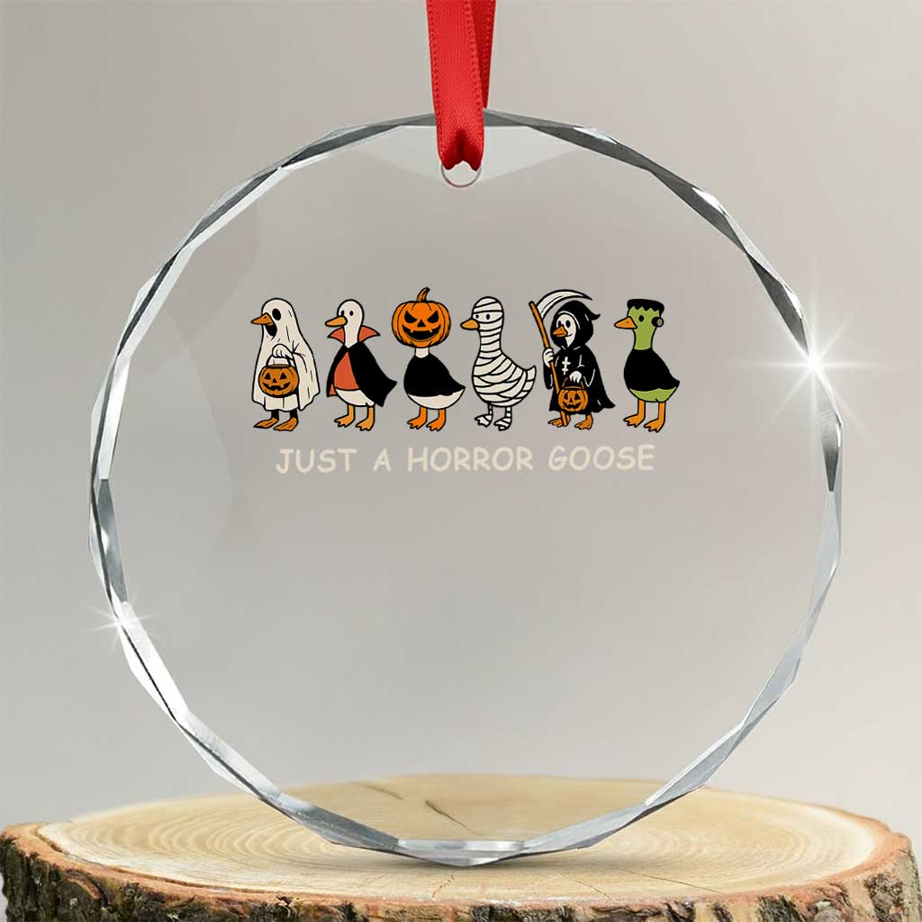 Halloween Funny Goose Crystal Glass Ornament Spooky Season 90s Horror Movie TS10 Transparent Glass 3'' Circle Print Your Wear