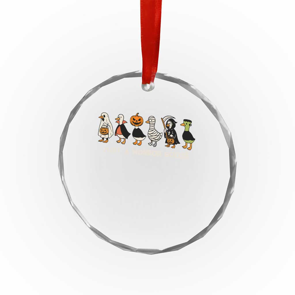 Halloween Funny Goose Crystal Glass Ornament Spooky Season 90s Horror Movie TS10 Transparent Glass 3'' Circle Print Your Wear