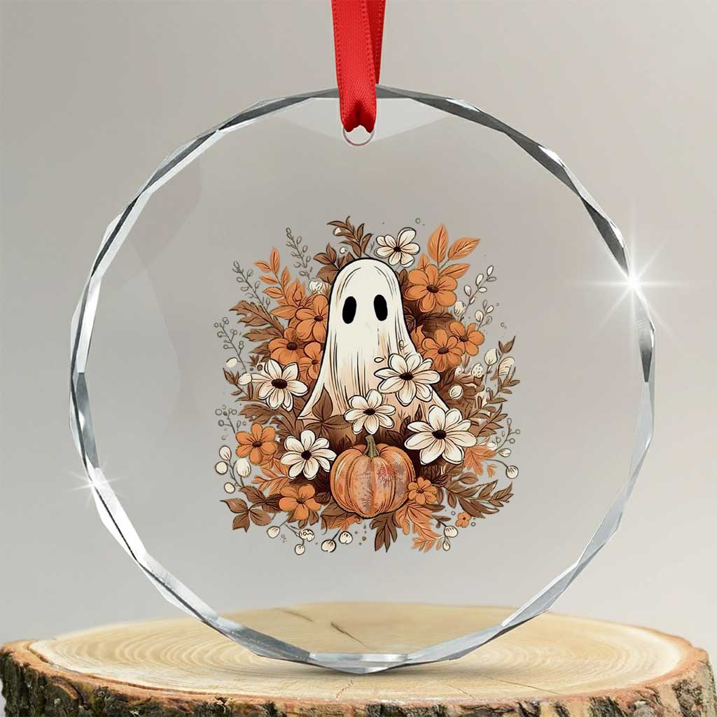 Halloween Ghost Crystal Glass Ornament Vintage Floral Pumpkin Glitter Print TS11 Transparent Glass 3'' Circle Print Your Wear